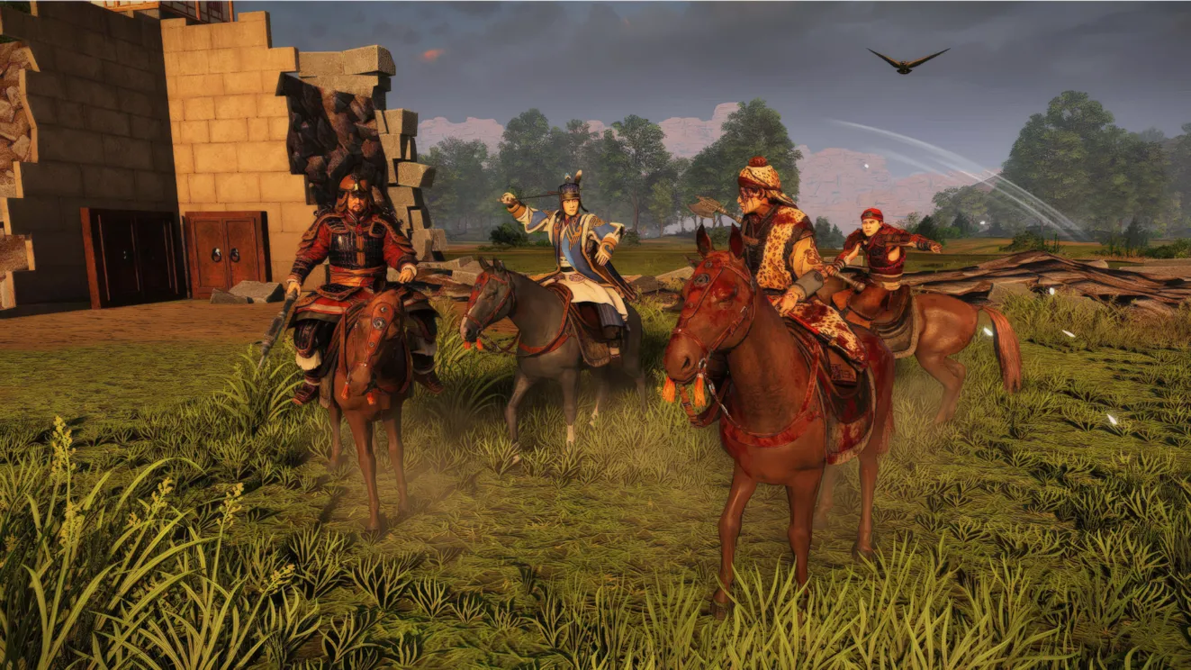 Hero generals leading troops in Total War Three Kingdoms battle