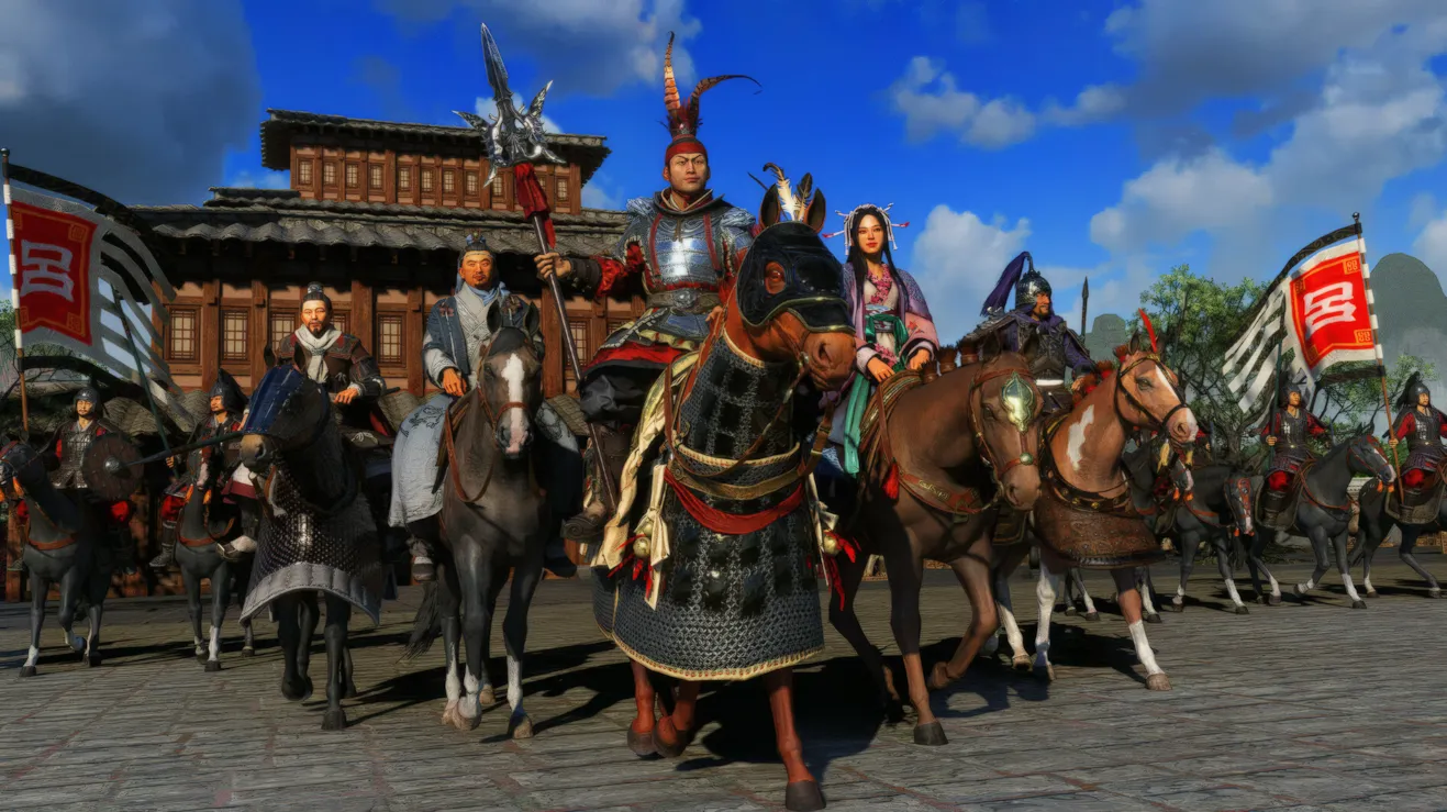 Total War Three Kingdoms battlefield with Chinese armies fighting