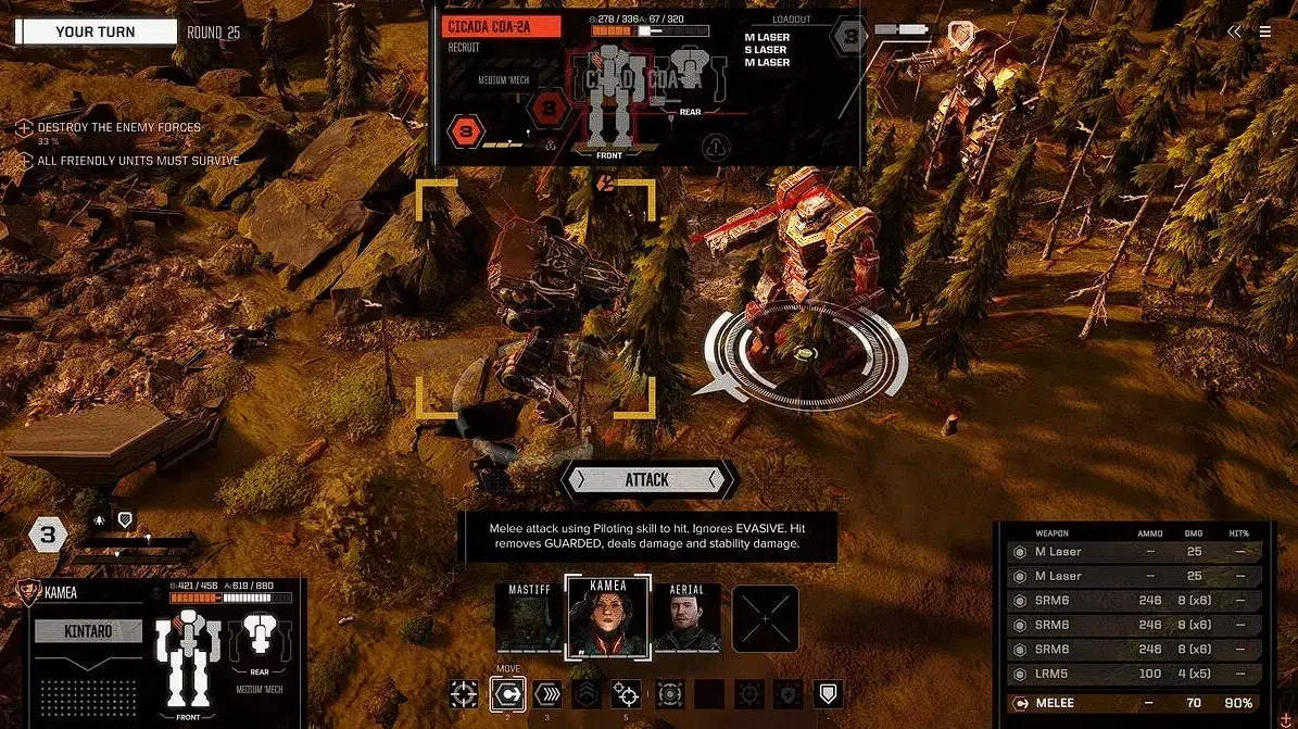 Turn-based tactical battle with line of sight and terrain