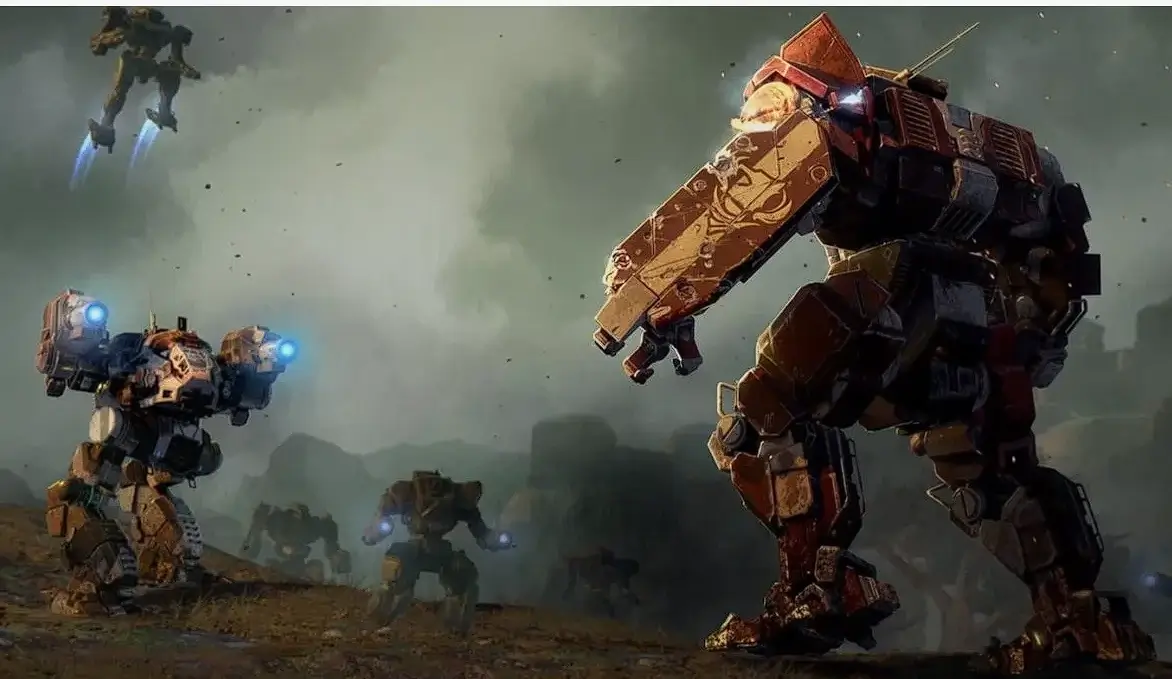BattleTech mech combat with heavy armor and weapons systems