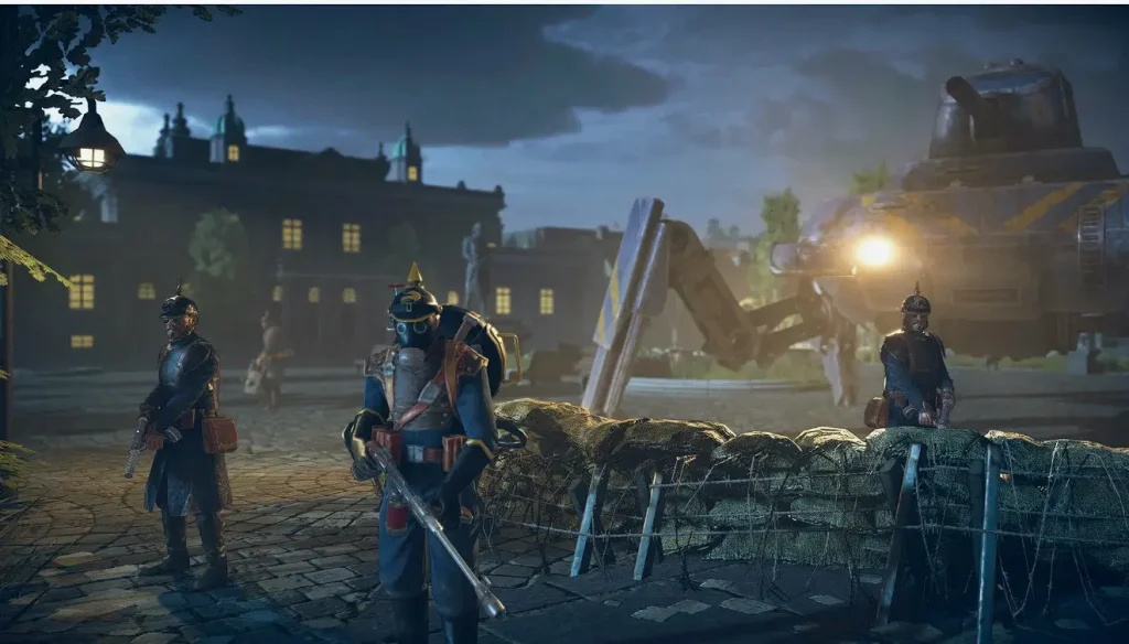 Iron Harvest dieselpunk mech battle in war-torn Europe